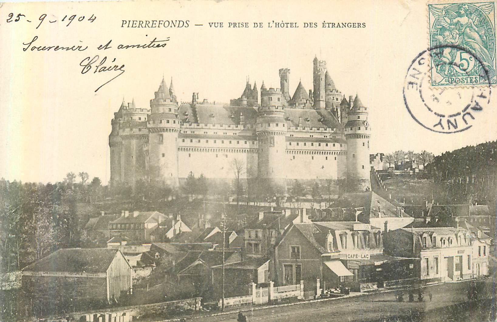 Pierrefonds — Vue prise de l'Hôtel des Étrangers — Imprimerie Garancières