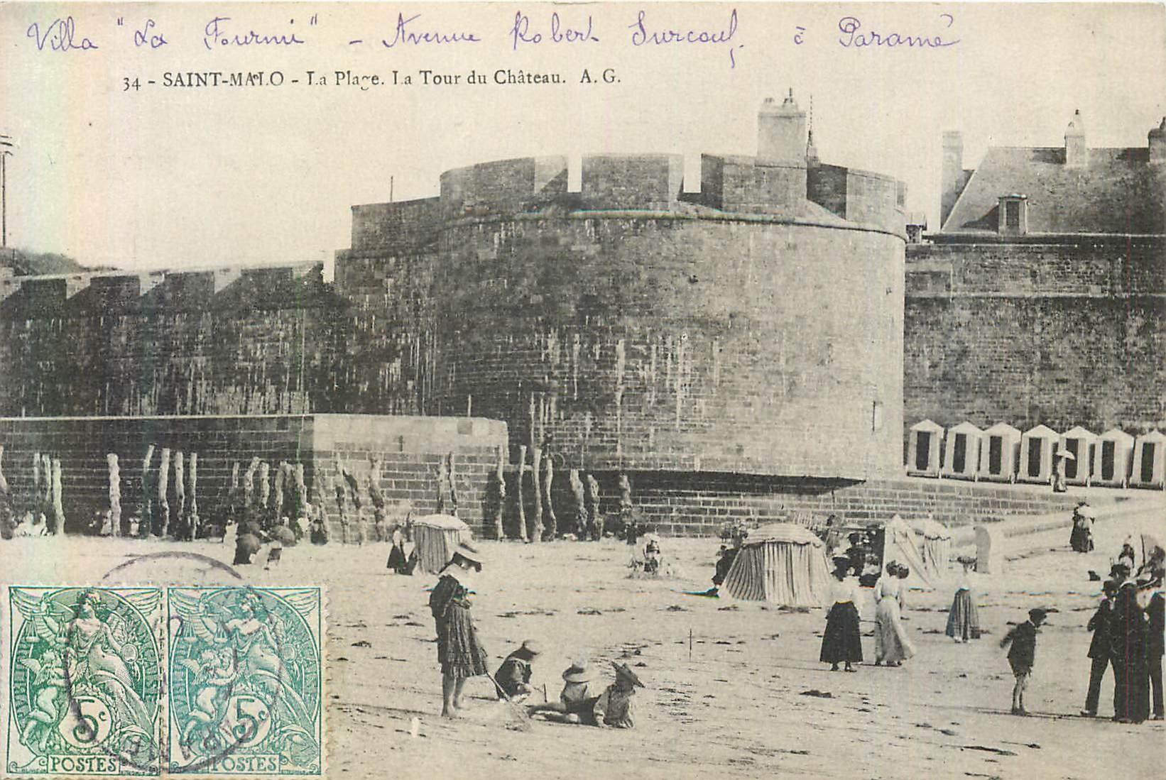 Saint-Malo - La Place, La Tour du Château — A.G. — Villa 'La Fournié' — Avenue Robert Surcouf, à Paramé