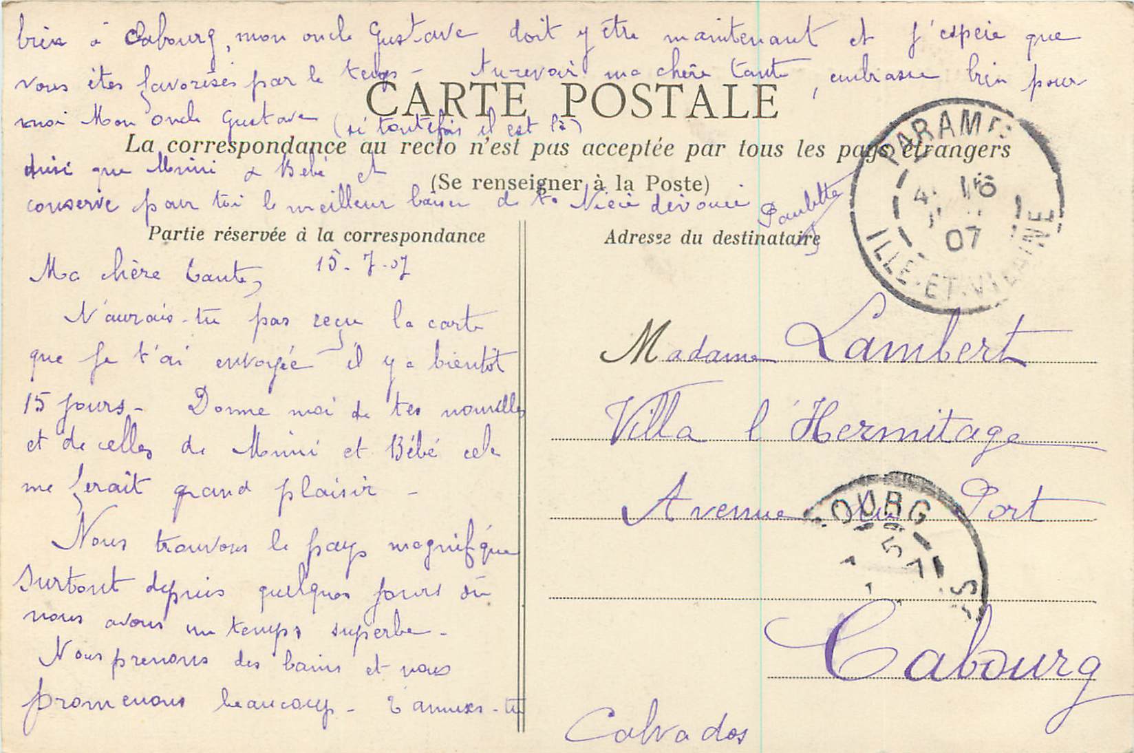 Saint-Malo - La Place, La Tour du Château — A.G. — Villa 'La Fournié' — Avenue Robert Surcouf, à Paramé — Verso