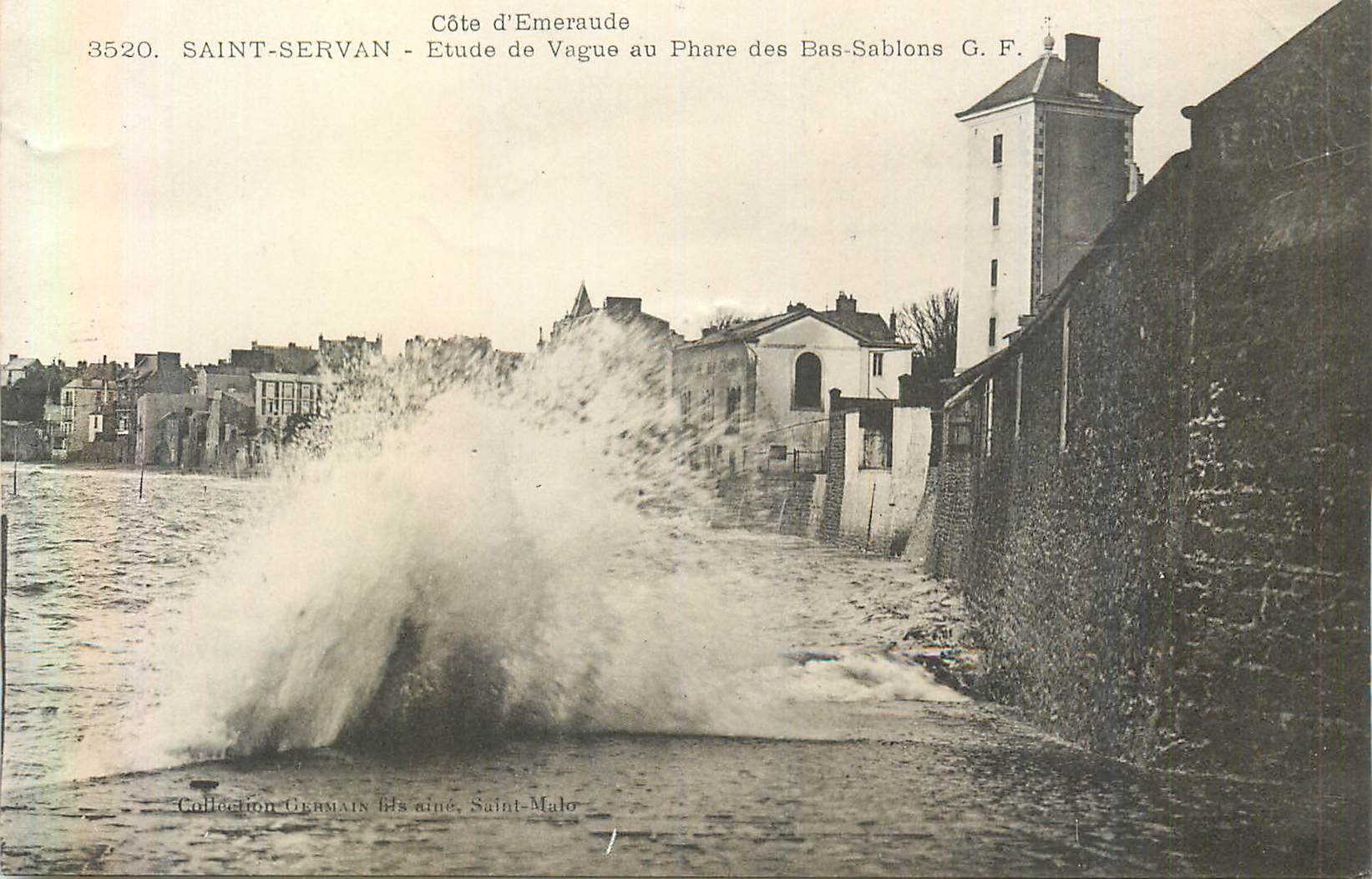 Saint-Servan - Étude de vague au phare des Bas-Sablons — G. F. / Collection Germain bis aîné, Saint-Malo