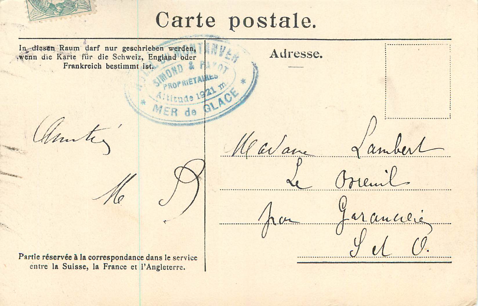 CPA Mer de Glace Montanvert et Aiguille des Charmoz Alpinisme — Verso