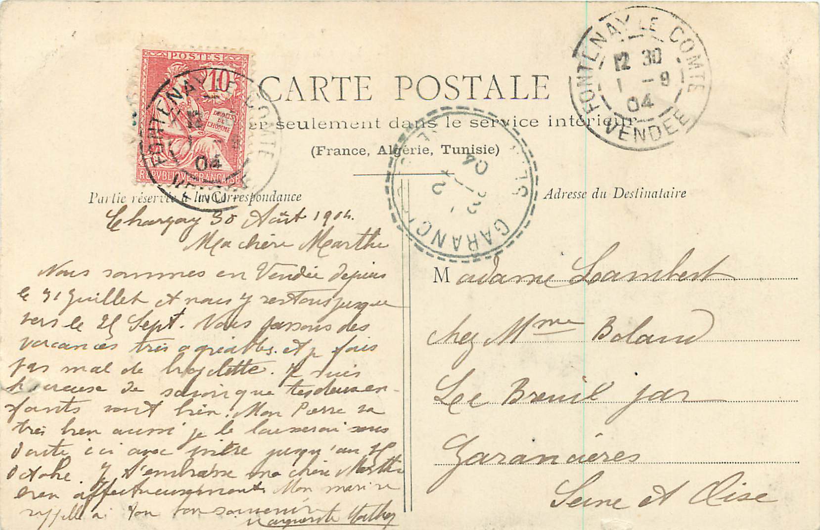 CPA La Foret de Mervent (Vendee) Moulin de Pre Vere — Rückseite