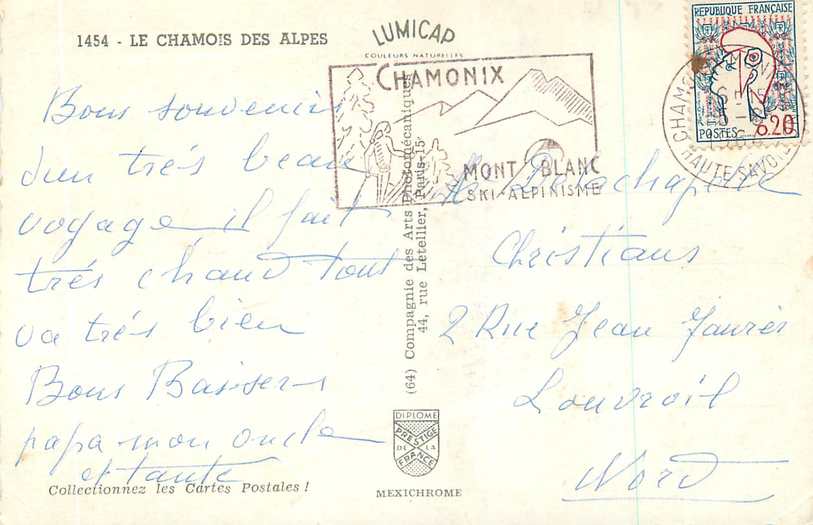 CPM Le Chamois des Alpes — Verso