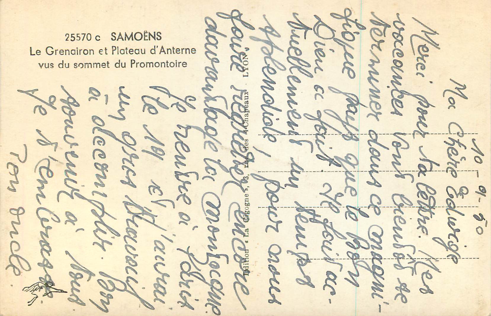CPM Samoens Le Grenairon et Plateau d'Anterne Vus du Sommet du Promontoire — Rückseite