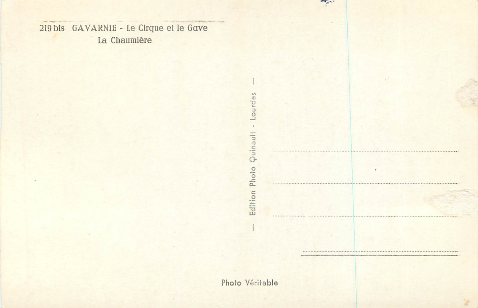 CPM Gavarnie Le Cirque et Le Gave La Chaumiere — Rückseite