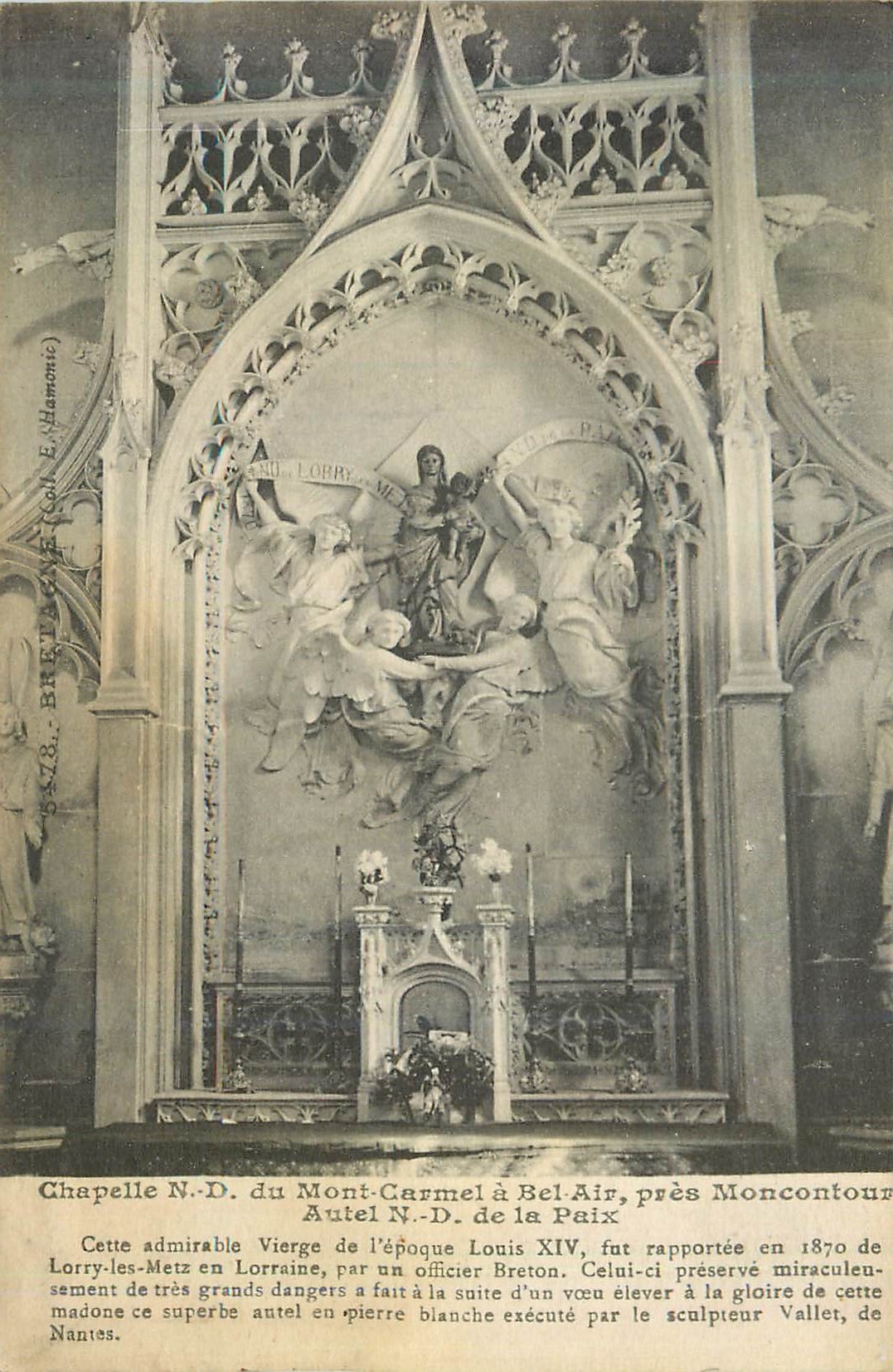 Chapelle N.-D. du Mont-Carmel à Bel-Air, près Moncontour — Autel N.-D. de la Paix — Éditeur S.A.X.B. BRETONNE (Con E. Harmonie)