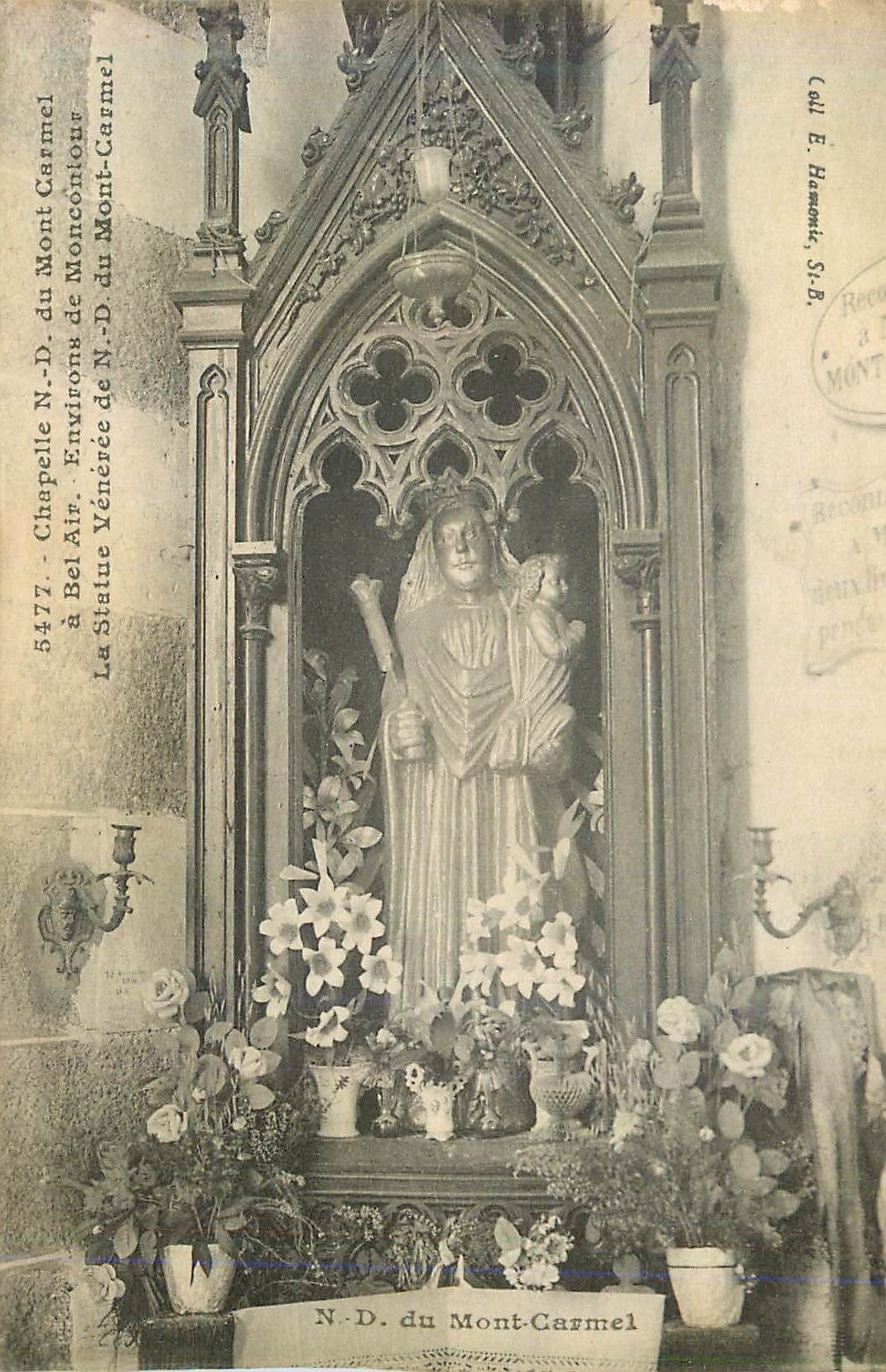 Statue de N.-D. du Mont-Carmel — Chapelle vénérée à Bel Air — Éditeur E. Hamonic, S.B.