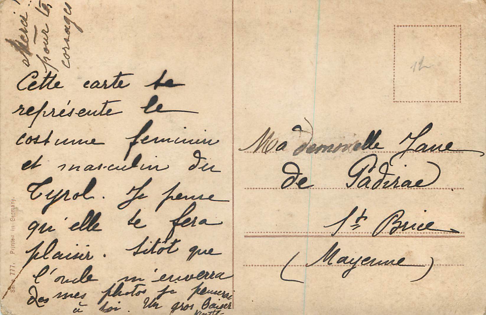 CPA Femme Folklore — Verso