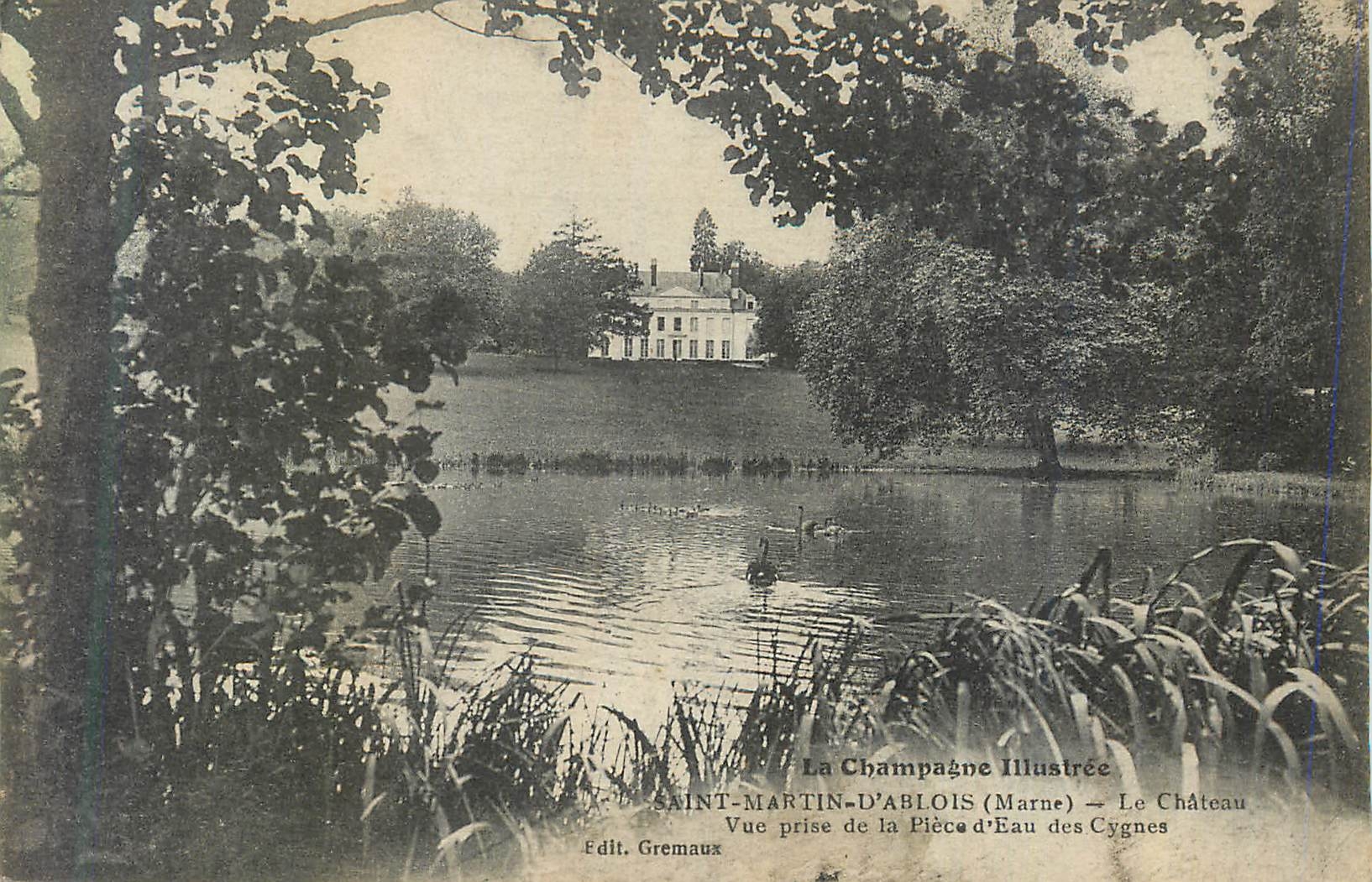 CPA Saint Martin d'Ablois (Marne) La Champagne Illustre Le Chateau Vue prise de la Piece d'Eau des Cygnes