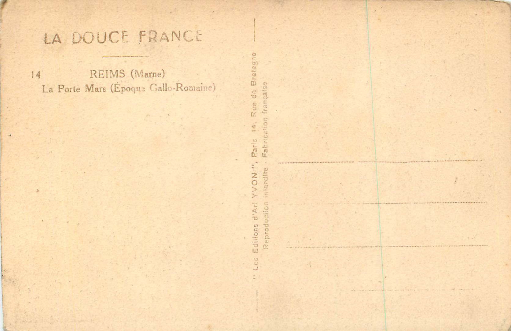 Reims — Die Porte Mars, Gallo-Römische Zeit — Éditions d'Art YVON, Paris — Rückseite