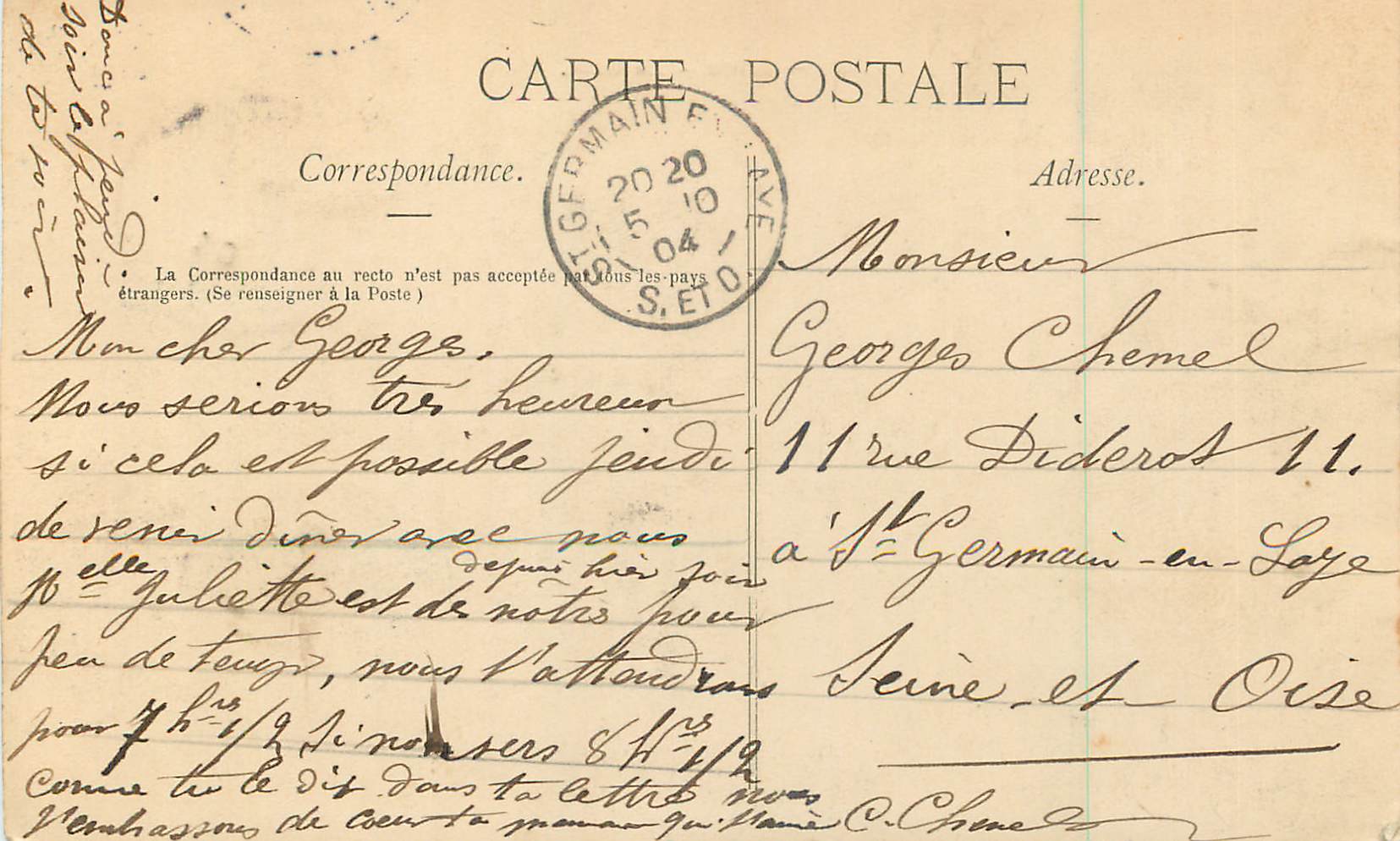 CPA Reims La Gare — Verso