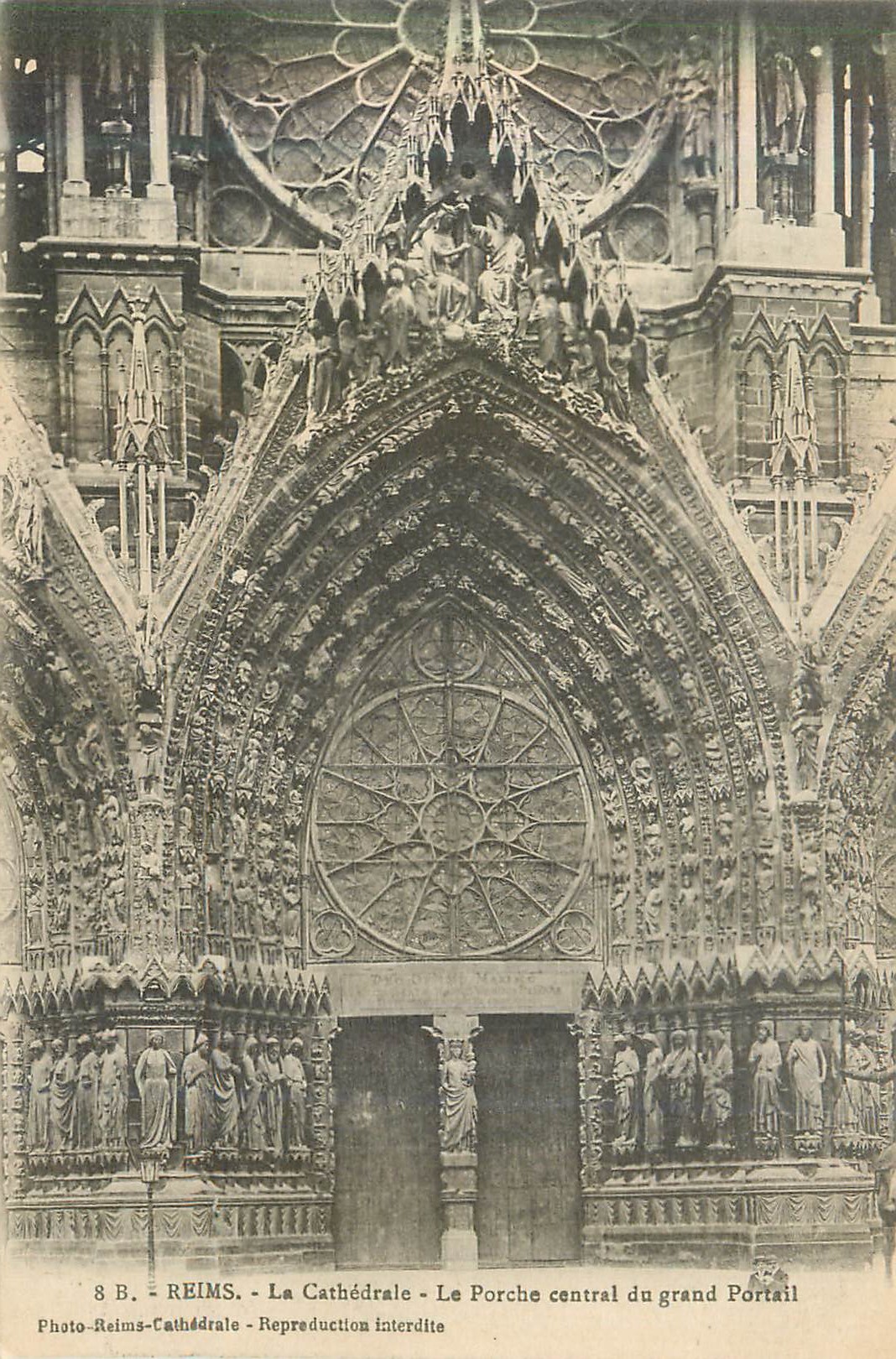 Reims - La Cathédrale - Le Porche central du grand Portail — Photo-Reims-Cathédrale, série 8 B