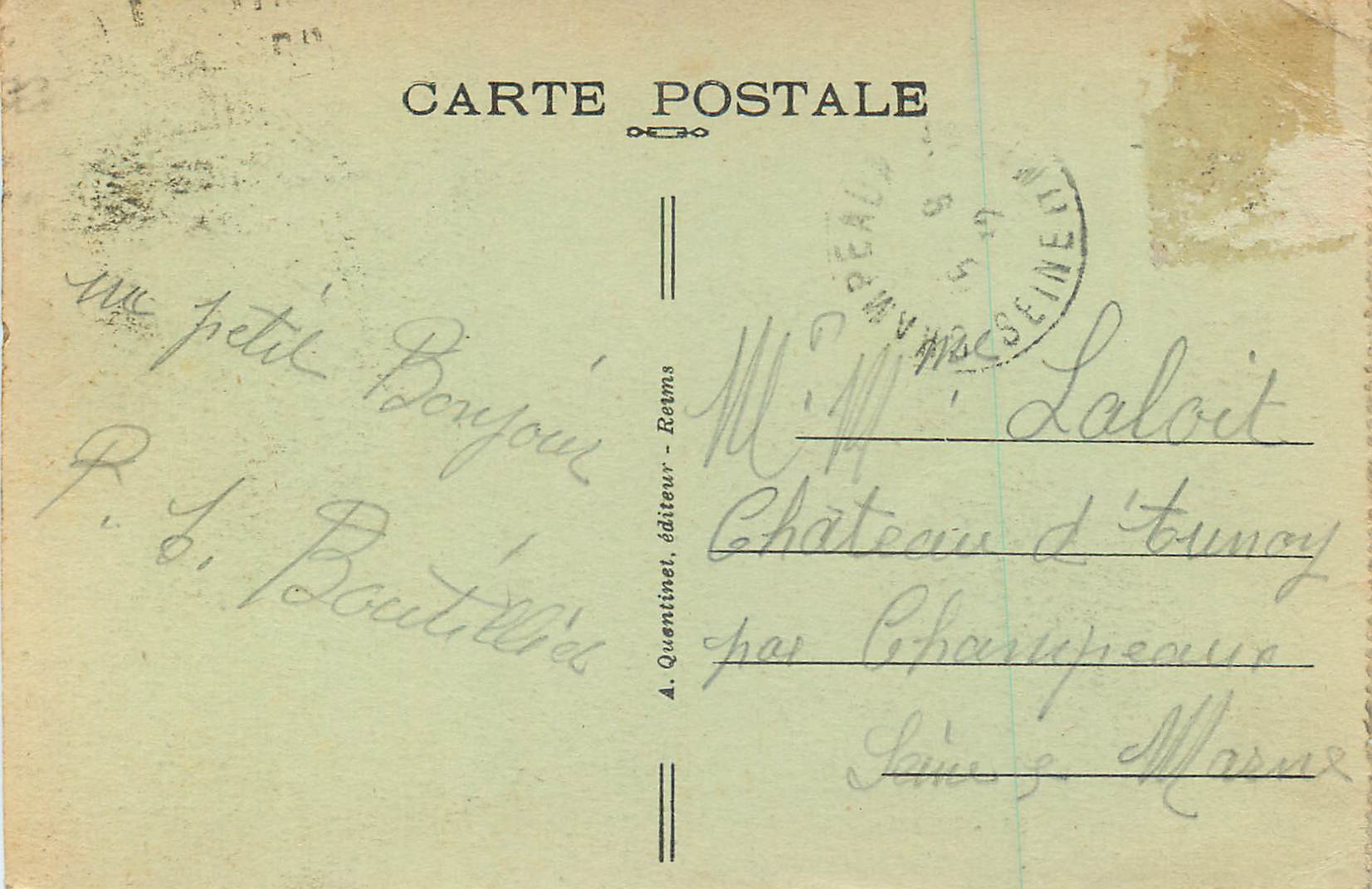CPA Reims Le Portail de la Cathedrale — Rückseite