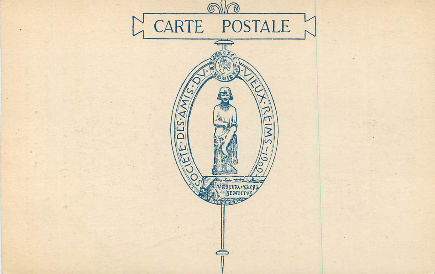CPA Anciens Remparts de Reims Le Dieu Mars Statue den Cuivre Martele et Dore — Rückseite