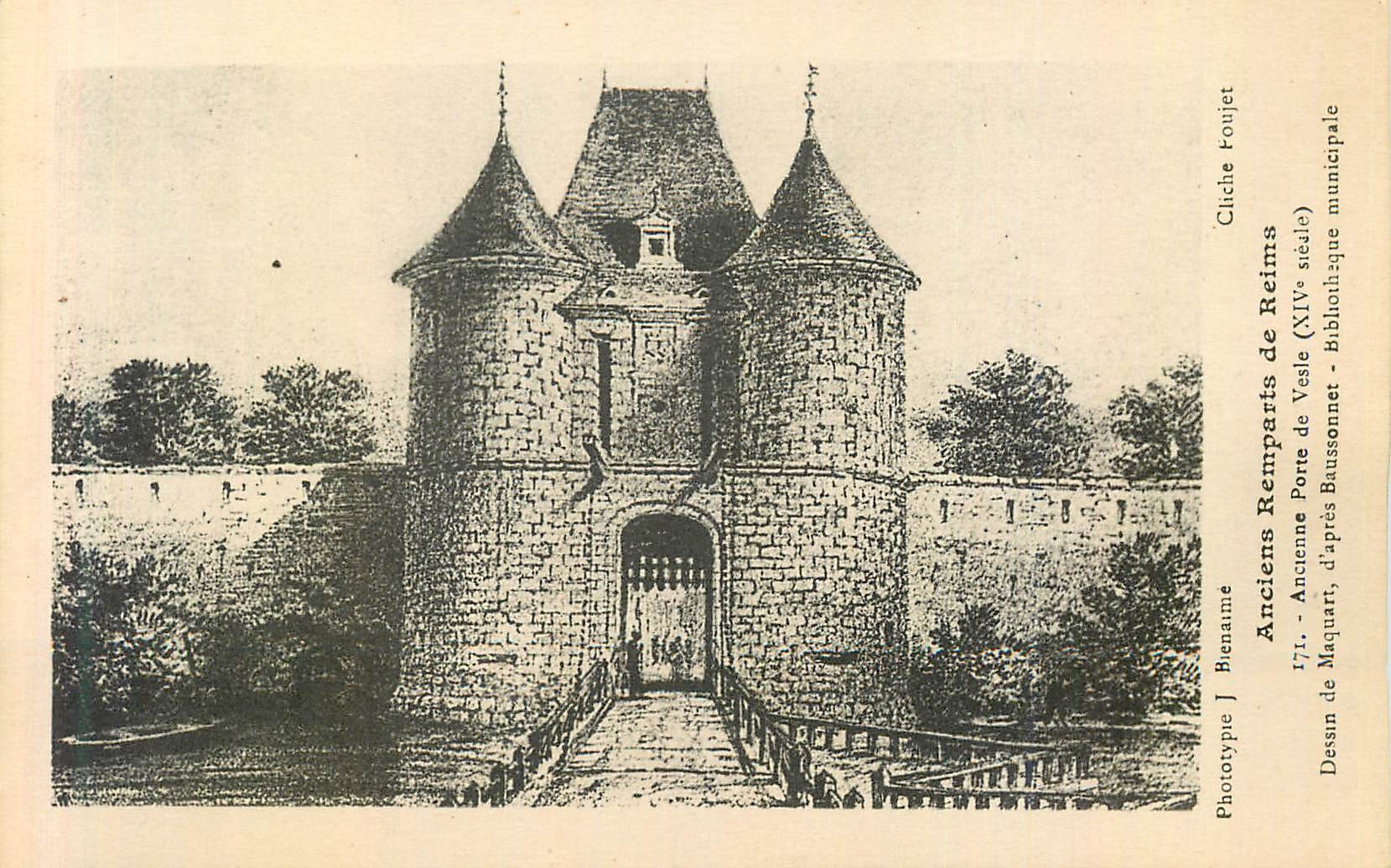 CPA Anciens Remparts de Reims Ancienne Porte de Veste (XIVe Siecle)