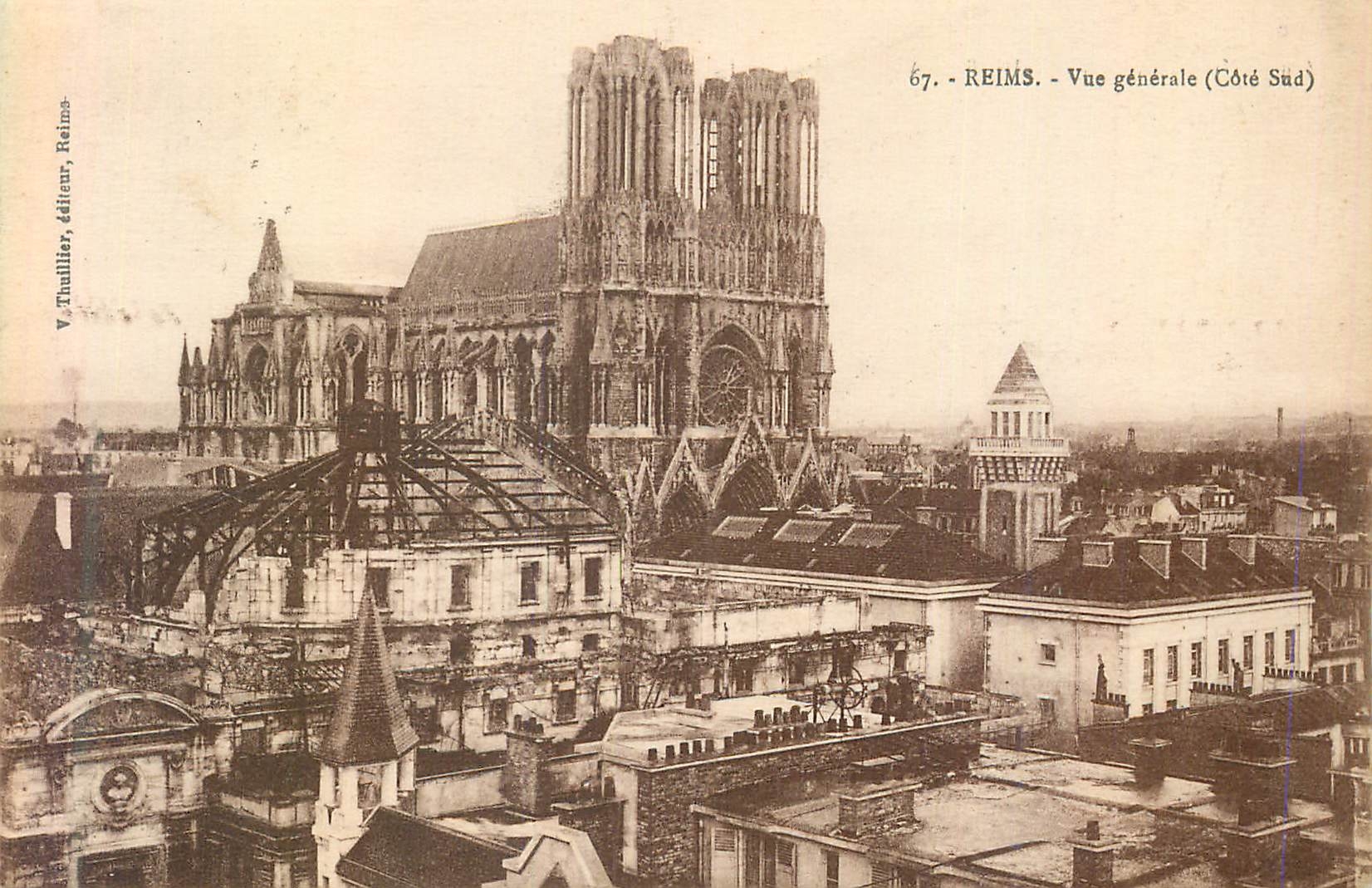 Reims - Vue générale (Côté Sud) — V. Thallier, éditeur, n°67 - Recto