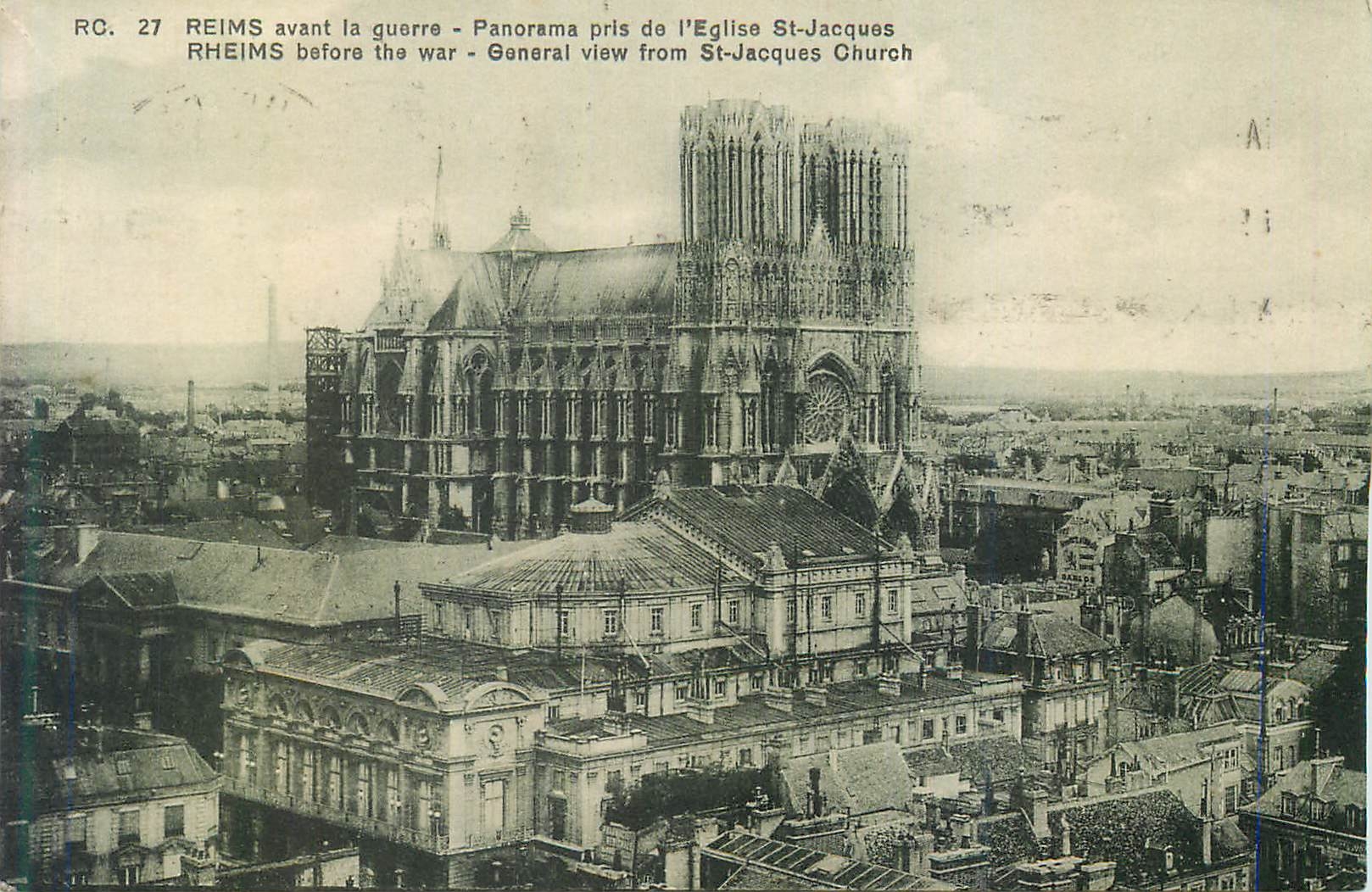 CPA Reims avant la Guerre Panorama pris de l'Eglise St Jacques