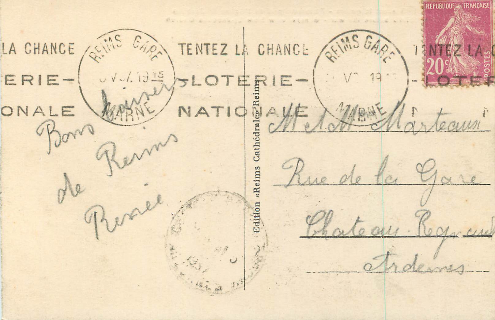 CPA Reims avant la Guerre Panorama pris de l'Eglise St Jacques — Rückseite