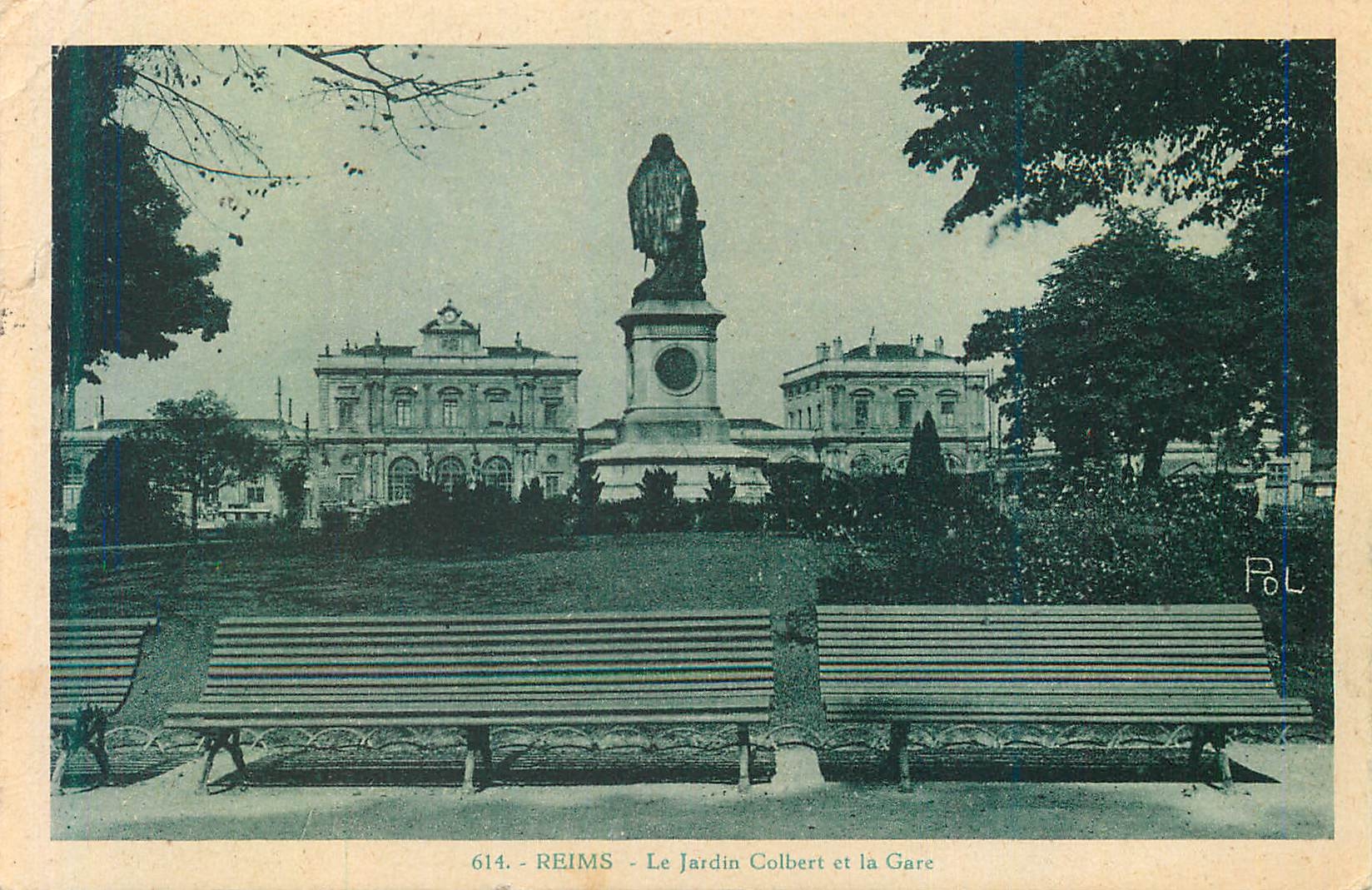 CPA Reims Le Jardin Colbert et la Gare