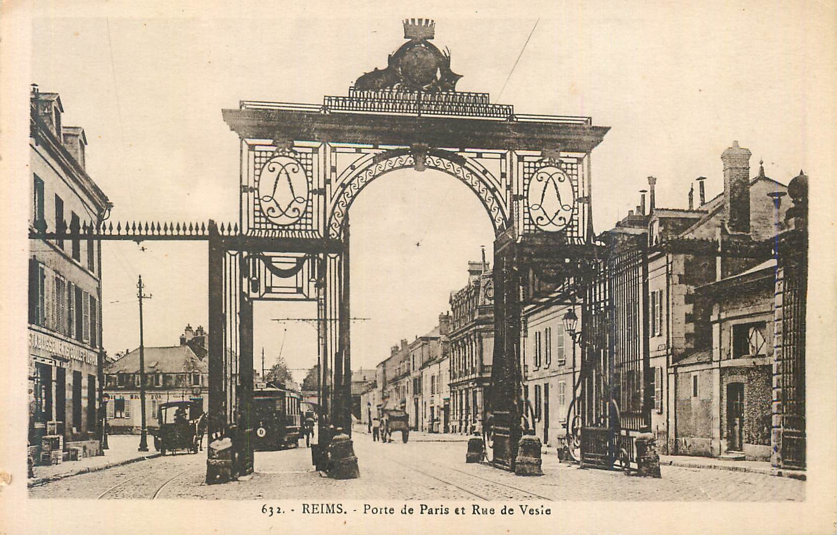 Reims — Porte de Paris et Rue de Vesie — Jacques Fréville, éditeur, Reims