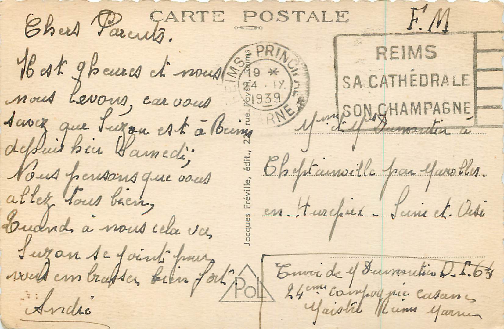 CPA Reims Vue Generale des Etablissements Pommery Prise de la Butte  Sainte Nicaise — Rückseite