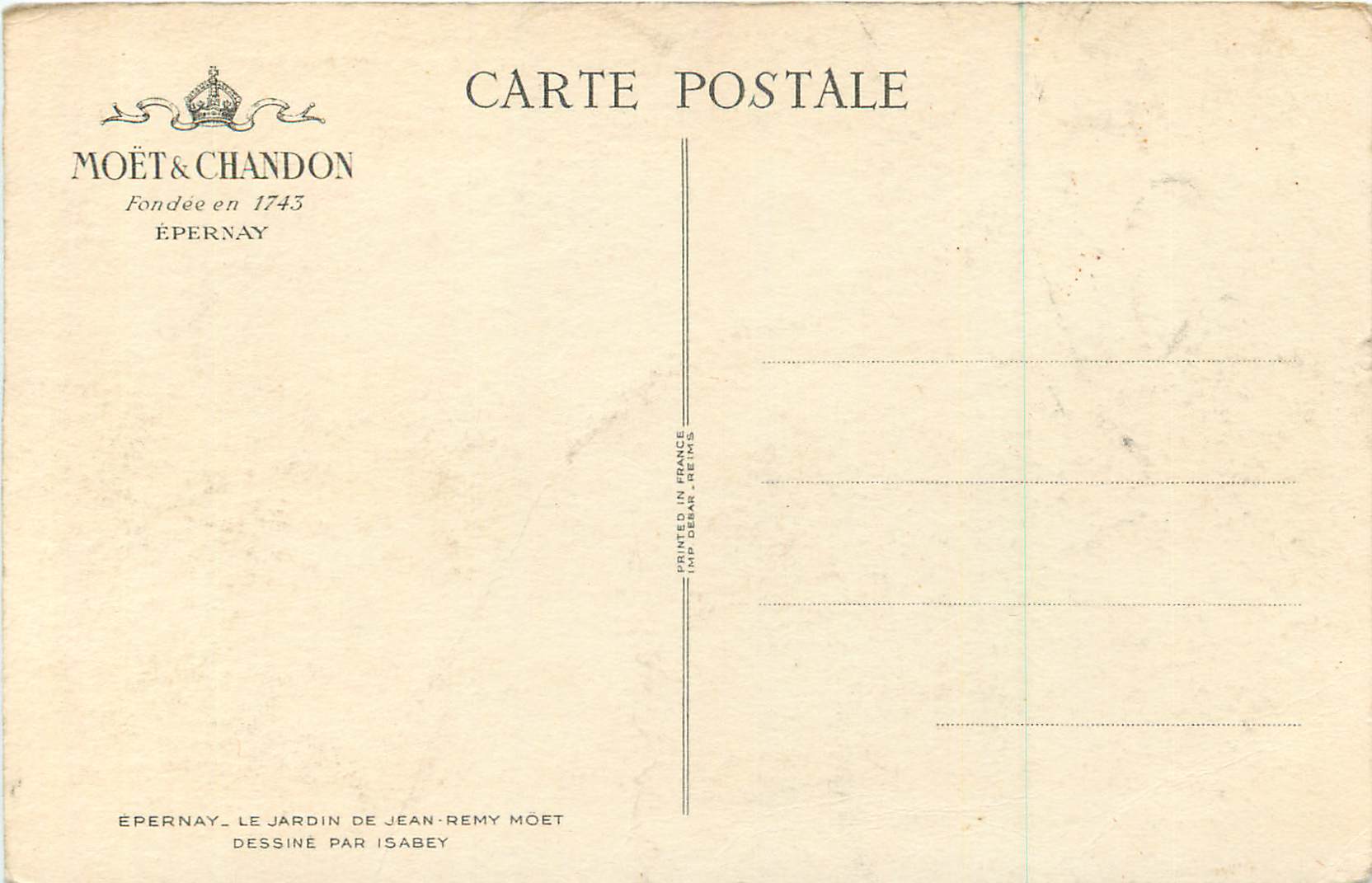 Le Jardin de Jean-Remy Moët — Épernay — Éditeur Moët & Chandon — Verso