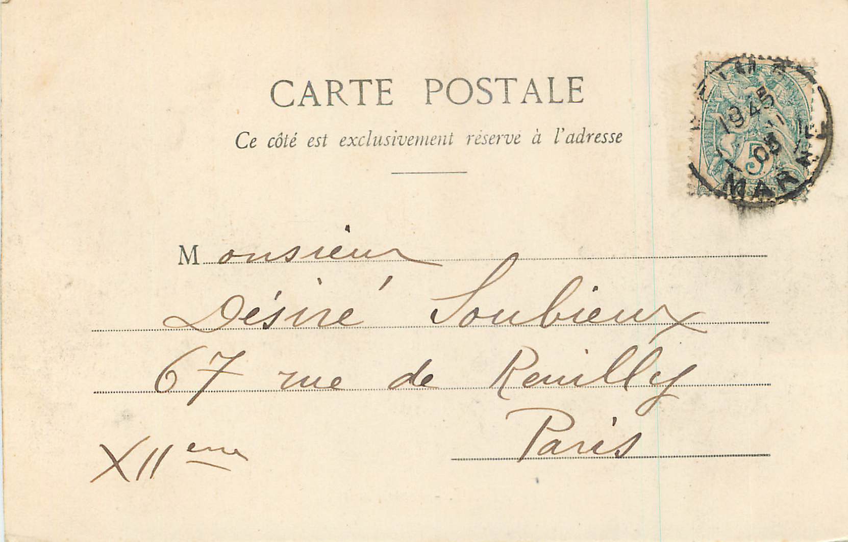 CPA Reims Porte Paris — Rückseite