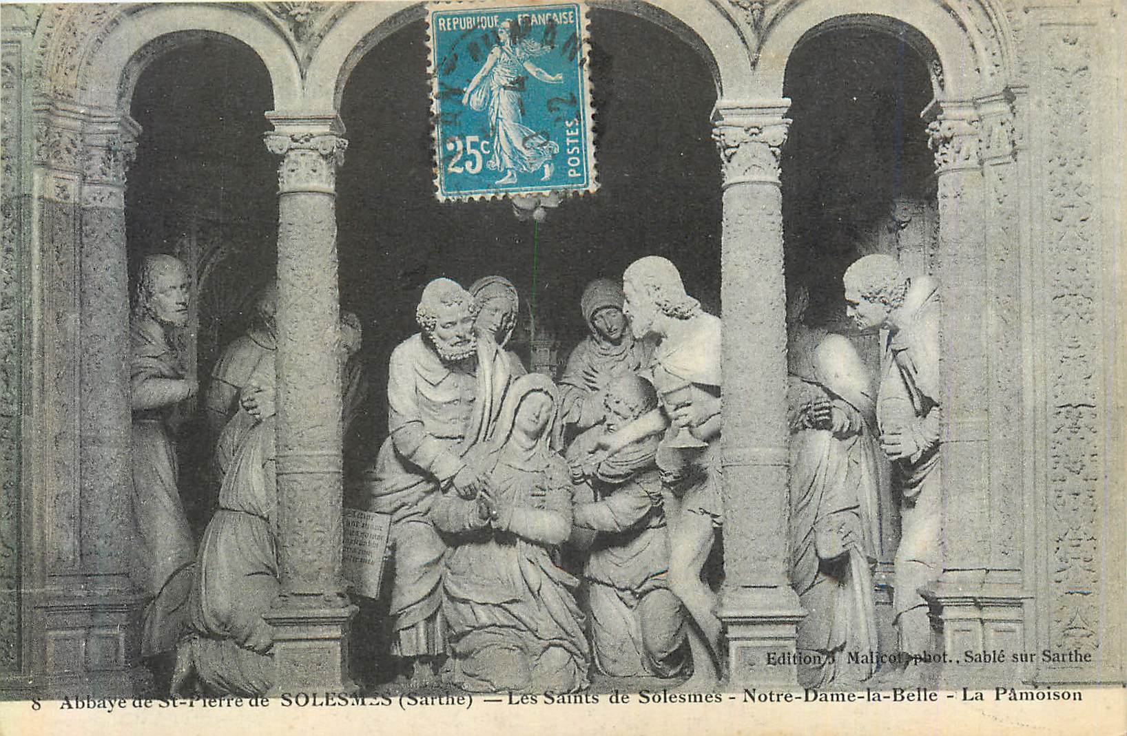 CPA 8 abbaye de st pierre de solesmes (sarthe) les saints de solesmes notre dame la belle la pamoison