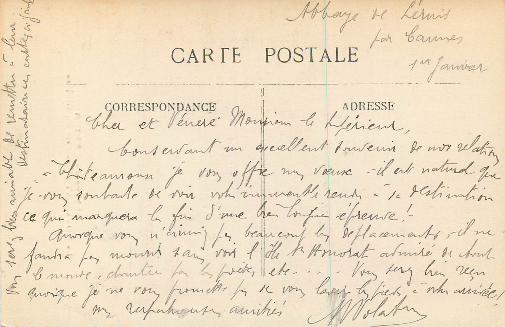 CPA Abbaye de lerins le noviciat galerie du cloitre — Verso