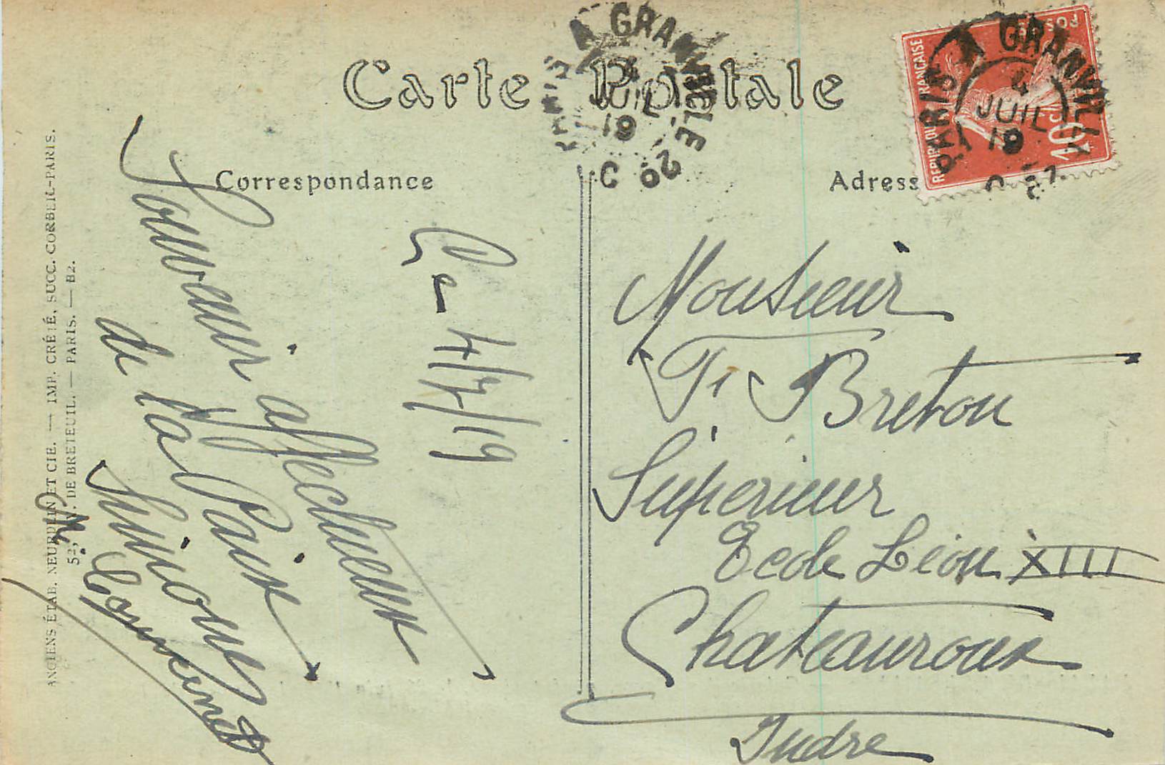 CPA Palais de versailles galerie des glaces ou fut signe le 28 juin 1919 — Verso