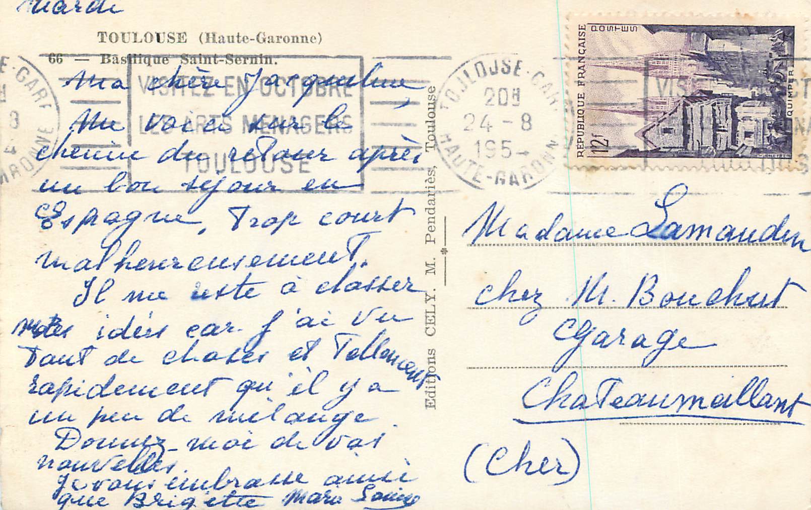 CPM Toulouse (haute garonne) 66 basilique saint sernin — Verso