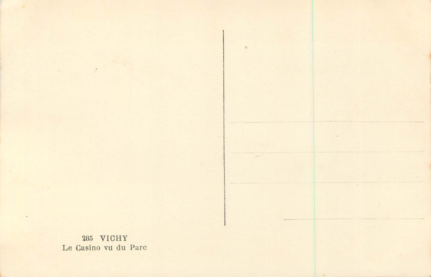 Le Casino vu du Parc — Vichy — éditeur Gd'O — Verso