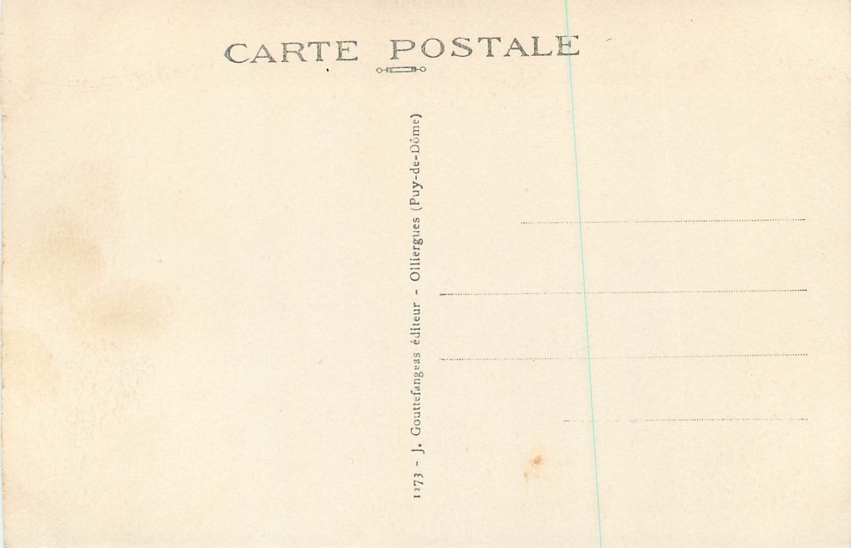 CPA L auvergne le puy de sancy alt 1886 m — Rückseite