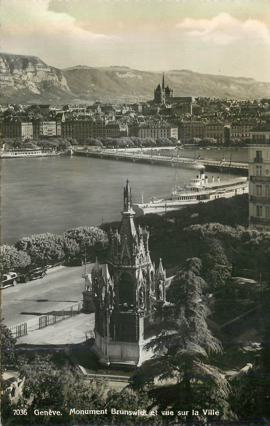 CPM 7036 geneve monument brunswick et vue sur la ville