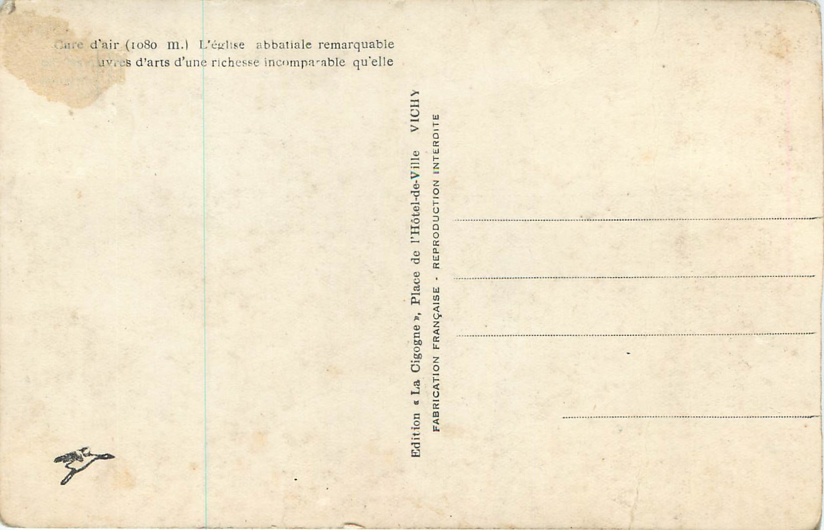 La Chaise-Dieu — L'Église Abbatiale — La Cigogne — Verso