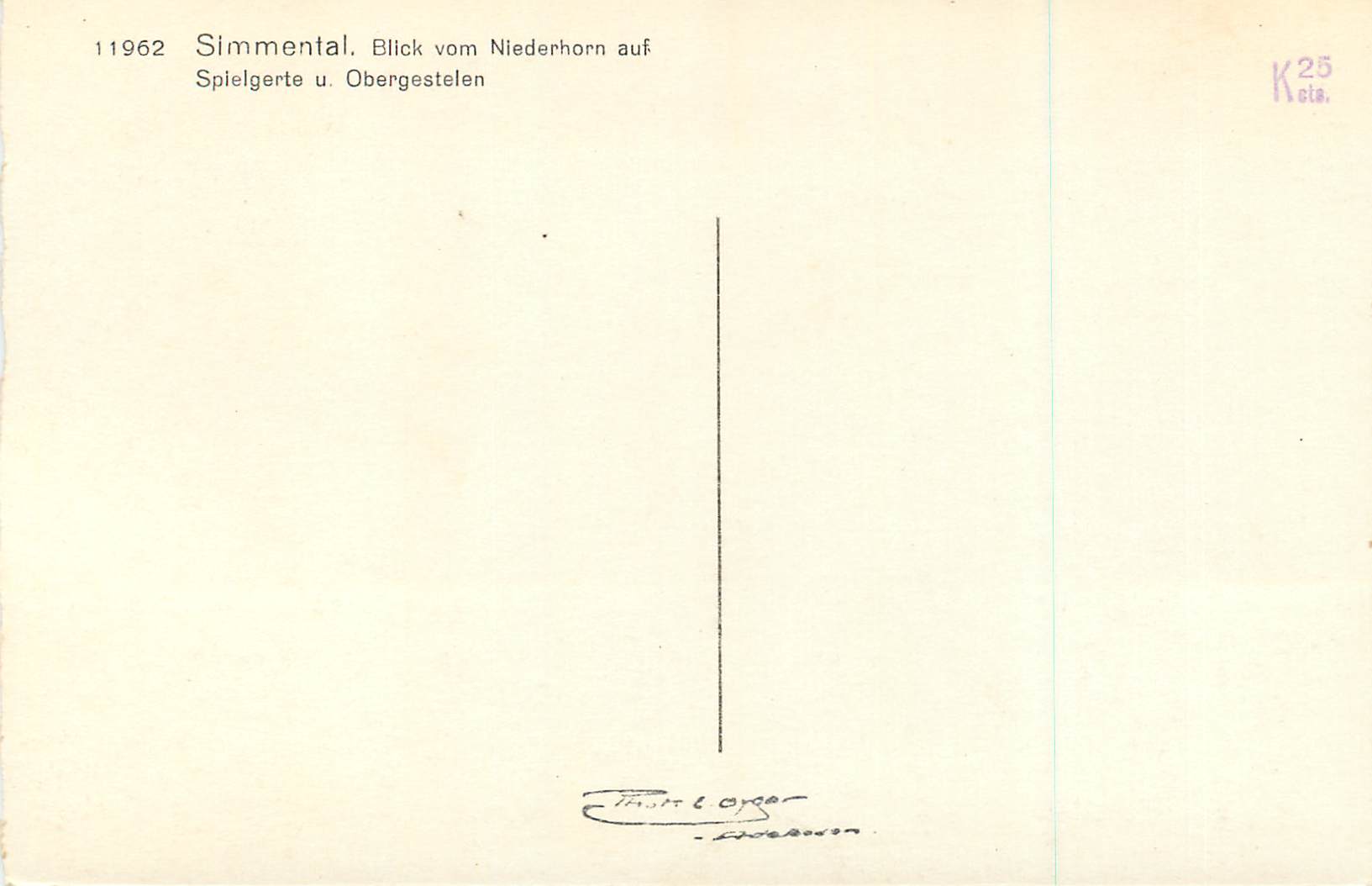 CPM 11962 simmental blick vom niederhorn auf spielgerte u obergestelen — Rückseite