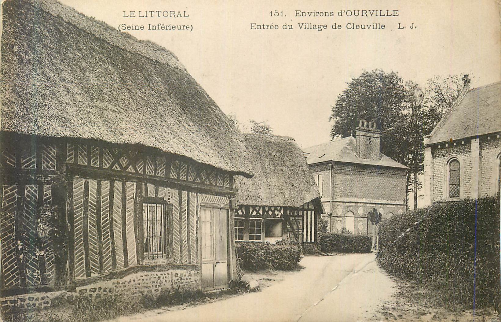 Entrée du Village de Cleuville — Environs d'Ourville — L. J.