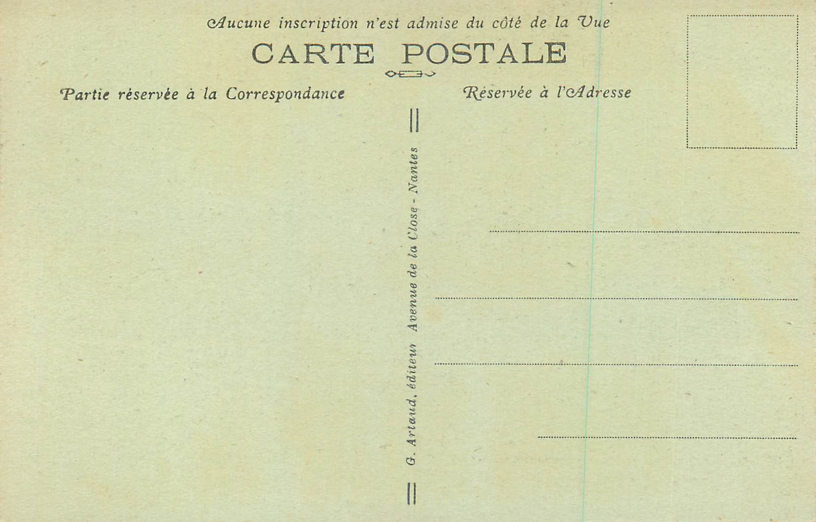 Quiberon — Les Couloirs de Port-Pigeon — G. Artaud, éditeur — Verso