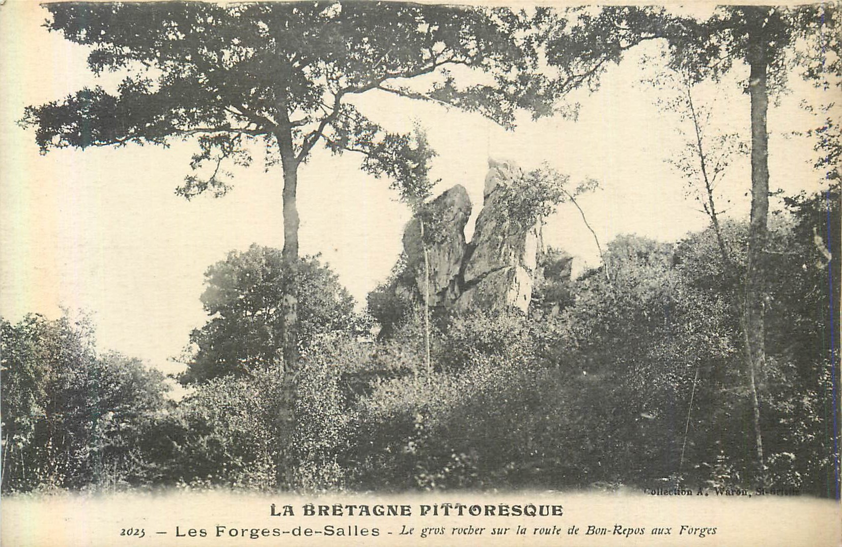 CPA La bretagne pittoresque 2025 les forges de salles le gros rocher sur la route de bon repos aux forges