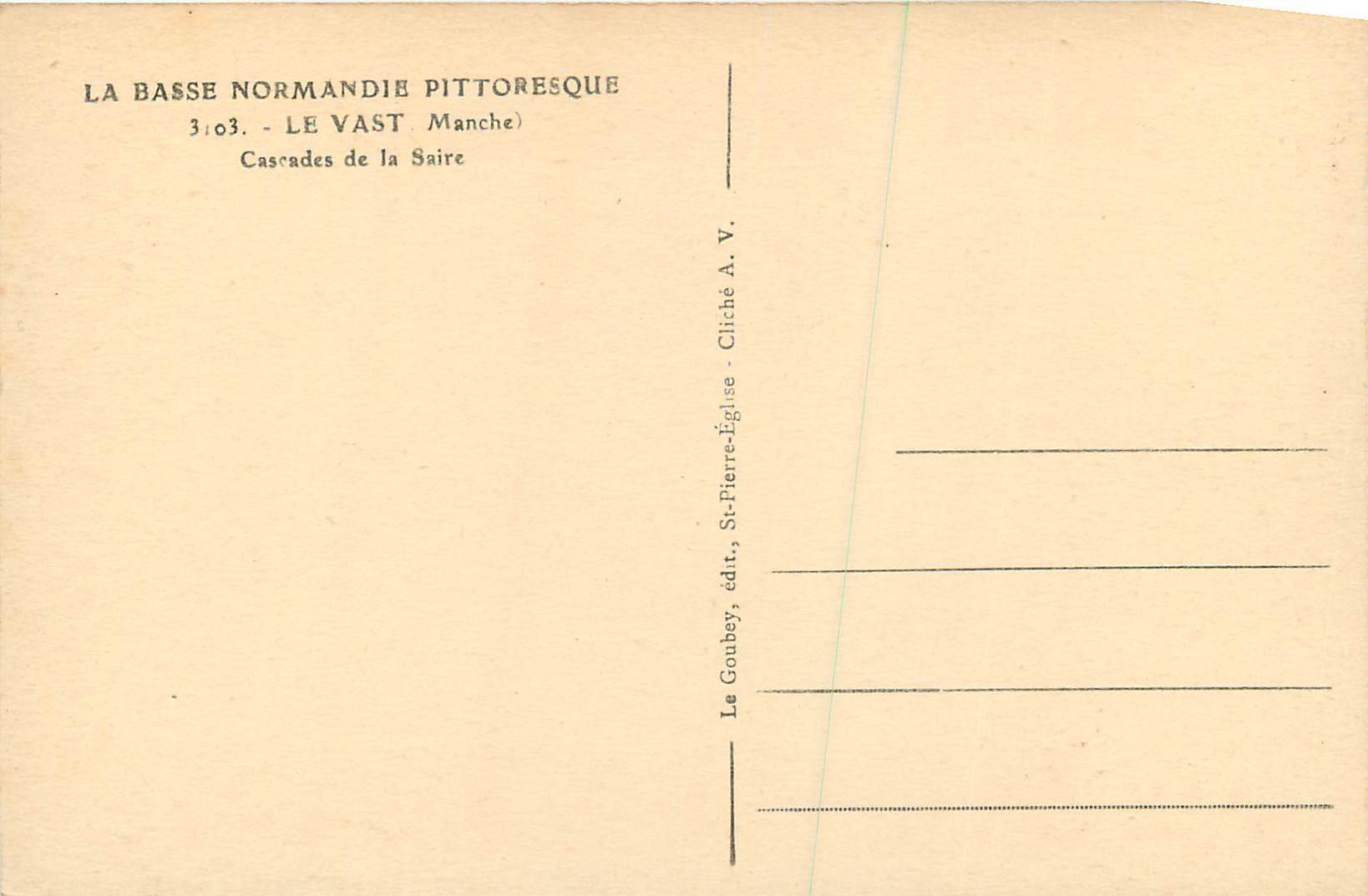 CPA La basse normandie pittoresque 3103 le vast manche cascades de la saire — Rückseite
