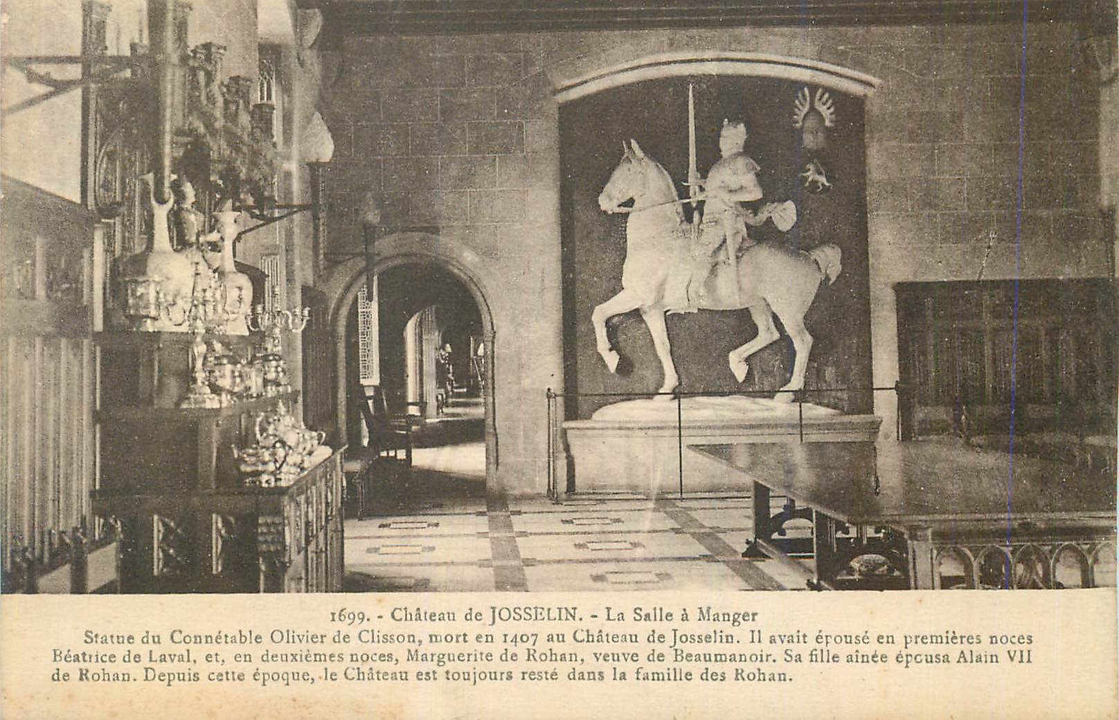 Château de Josselin - La Salle à Manger — Statue du Connétable Olivier de Clisson — Éditeur Laurent-Nel, Rennes
