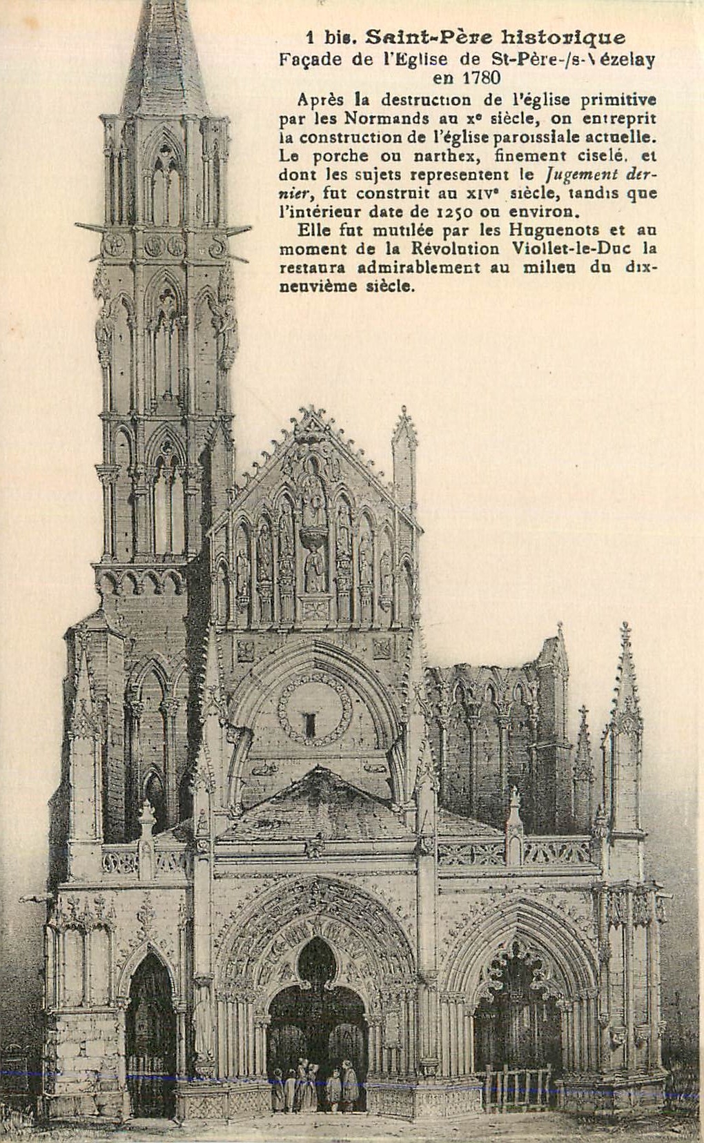 Église Saint-Père d'Ézelay — Historische Fassade — Libr. Pothain frères, Verlag, Avallon