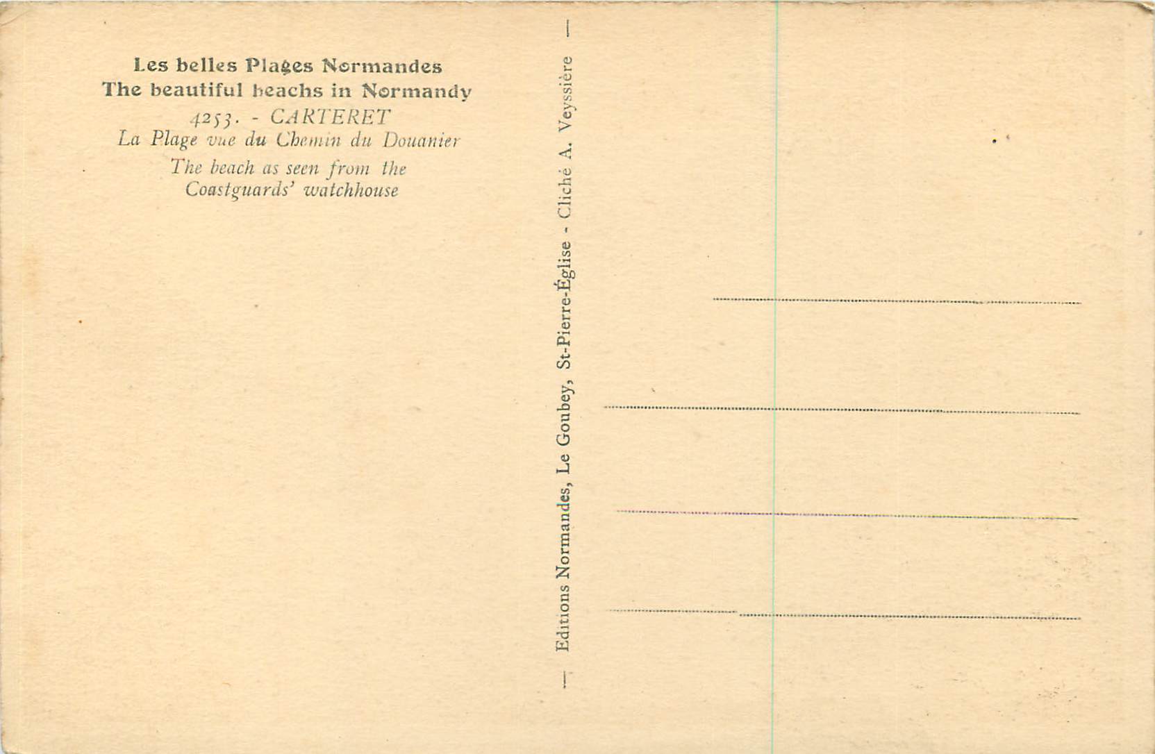 CPA Les belles plages normandes 4253 carteret la plage vue du chemin du douanier — Rückseite