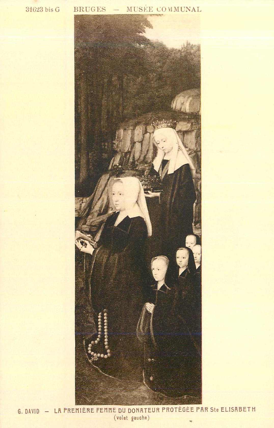 CPA 31628 bis g bruges musee communal la premiere femme du donateur protegee par ste elisabeth (volet gauche)
