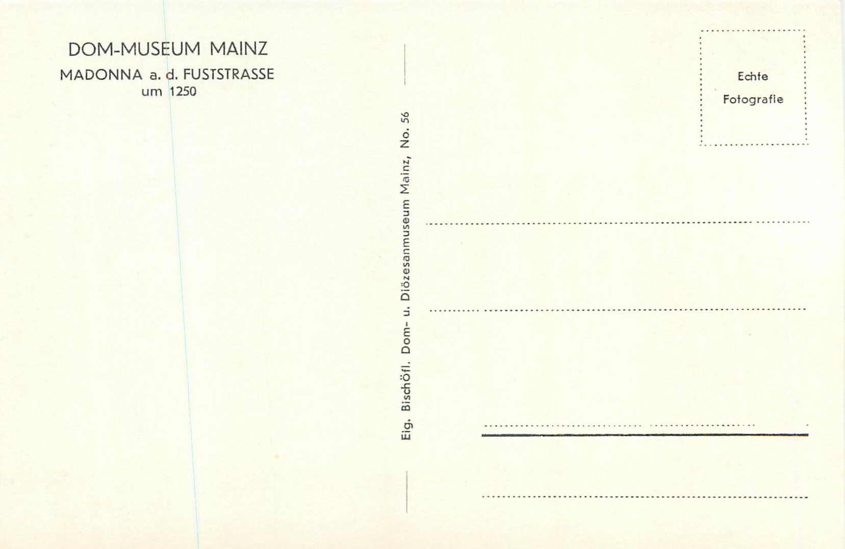 CPA Dom museum mainz madonna a d fuststrasse um 1250 — Verso
