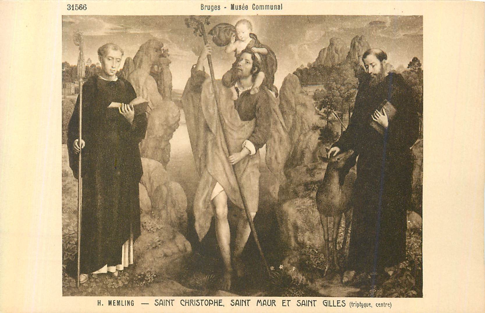CPA 31566 bruges musee communal h memling saint christophe  saint maur et saint gilles (triptyque centre)