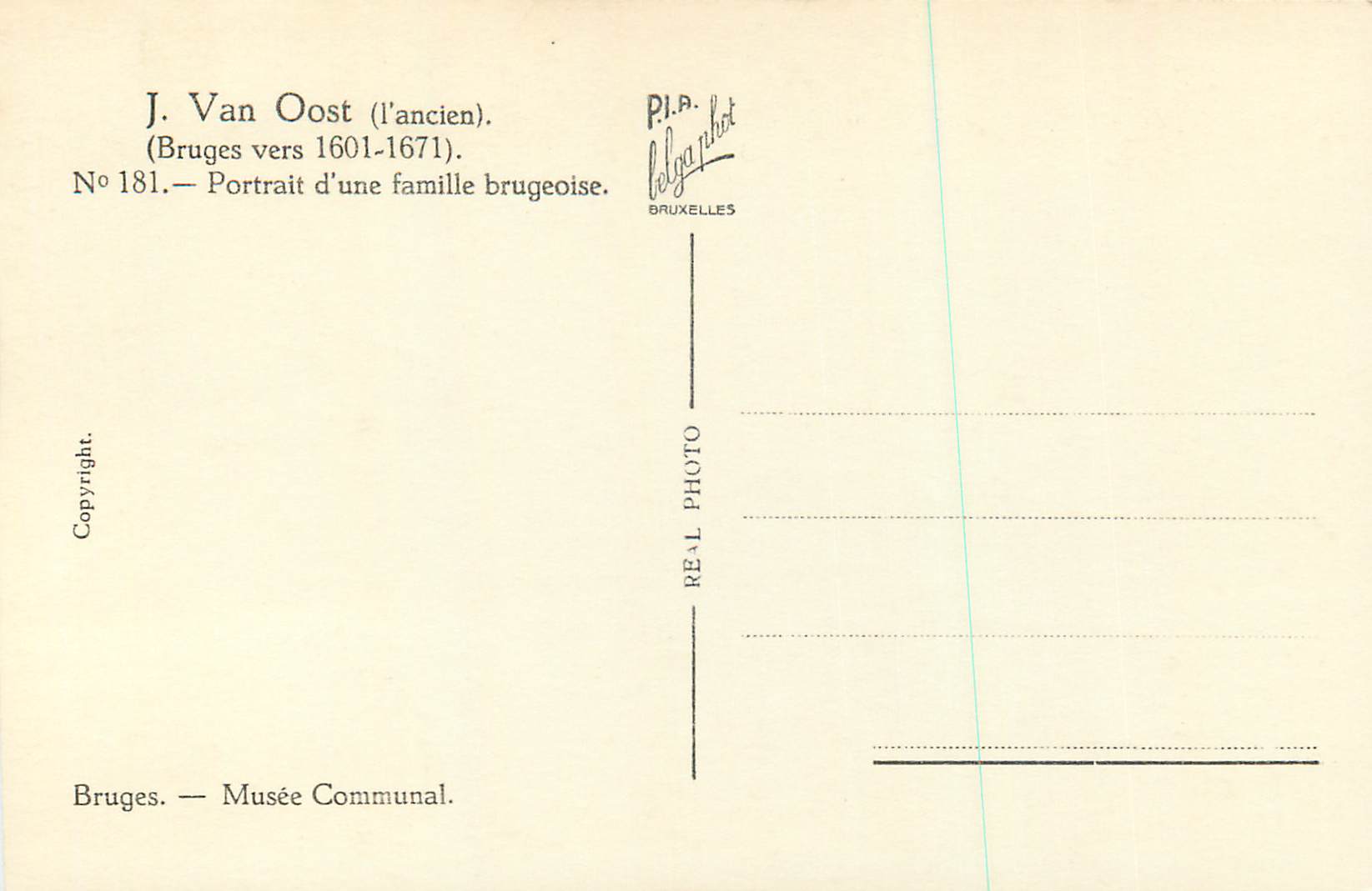 CPA J van oost (l ancien) (bruges vers 1601 1671) n 181 portrait d une famille brugeoise — Rückseite