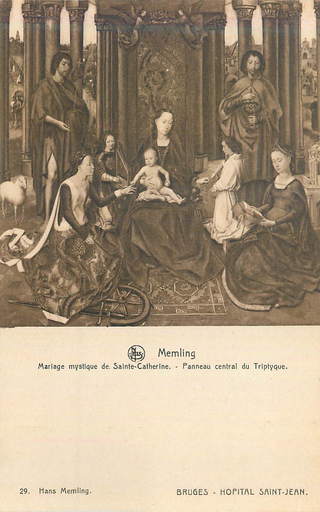 CPA Memling mariage mystique de sainte catherine panneau du triptyque