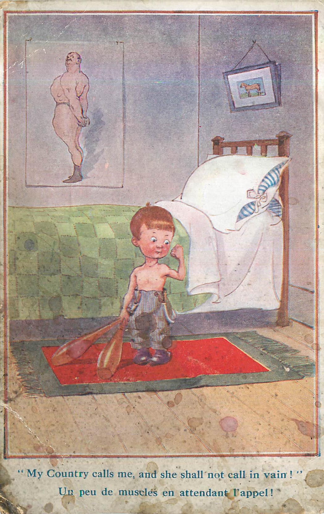 Enfant musclé dans sa chambre — Ludgate 'British Post Card' — Série No. 371