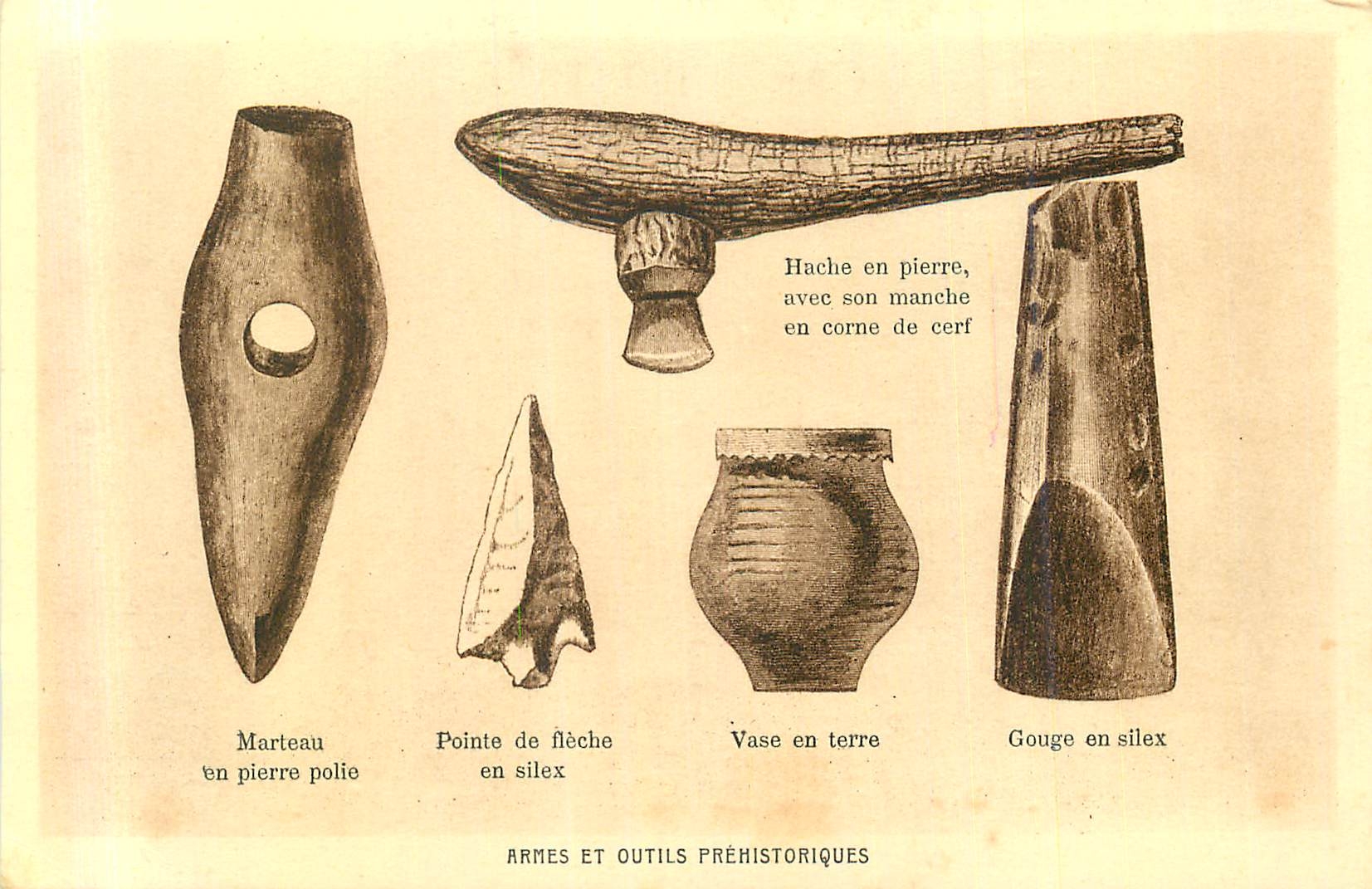 CPA Armes et outils prehistoriques Marteau en pierre polie Prehistoire